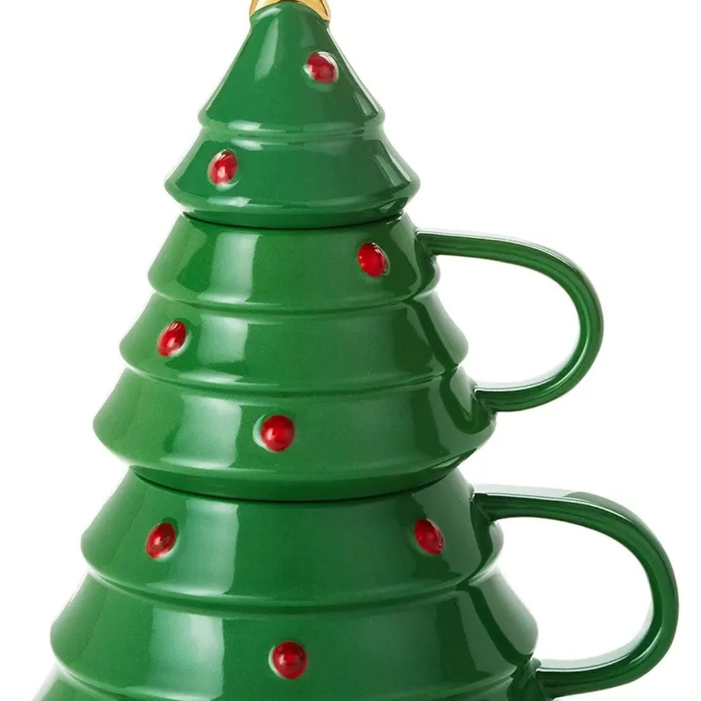 Green Christmas Tree Stacking Mugs